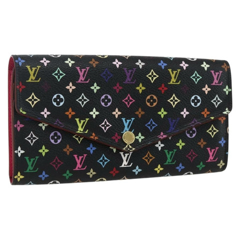 路易威登 (LOUIS VUITTON) 多色 Portefeiulle Sarah 皮夾 黑色 M60668 LV 正品 165955V