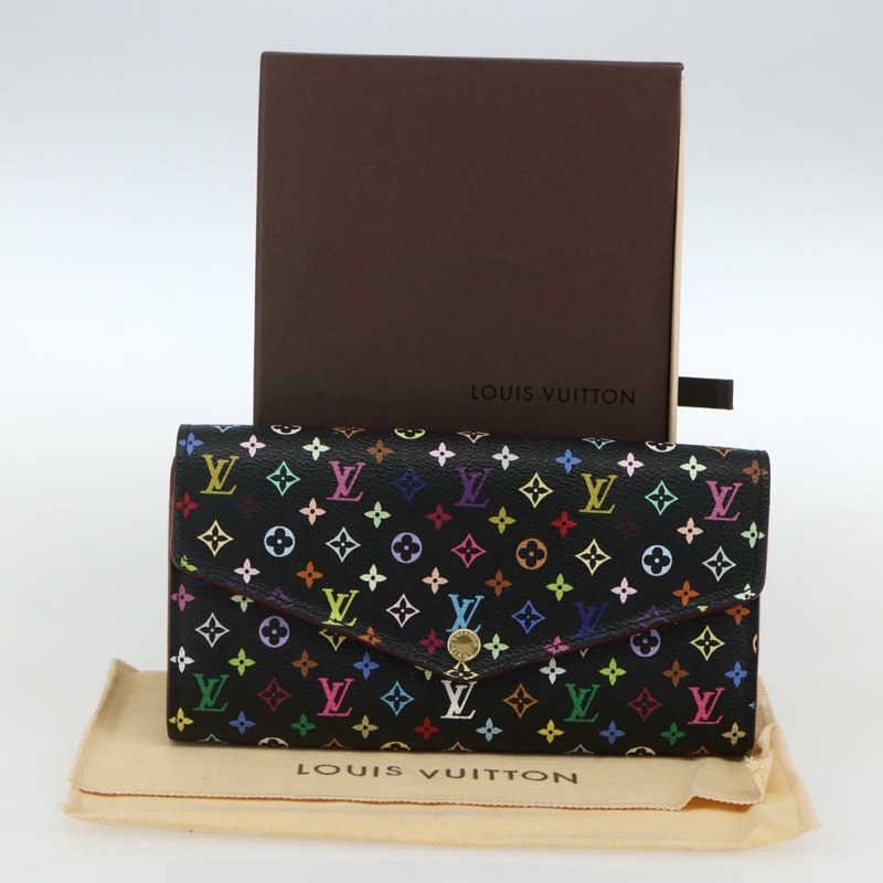 【日本直送】路易威登 (LOUIS VUITTON) 多色 Portefeiulle Sarah 皮夾 黑色 M60668 LV 正品 165955V-11