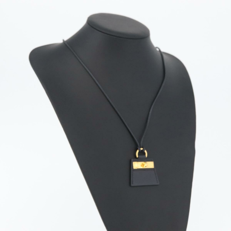 【日本直送】愛馬仕 Mon Petit Kelly PM 項鍊，黑色皮革，正品，貨號 170847M-18