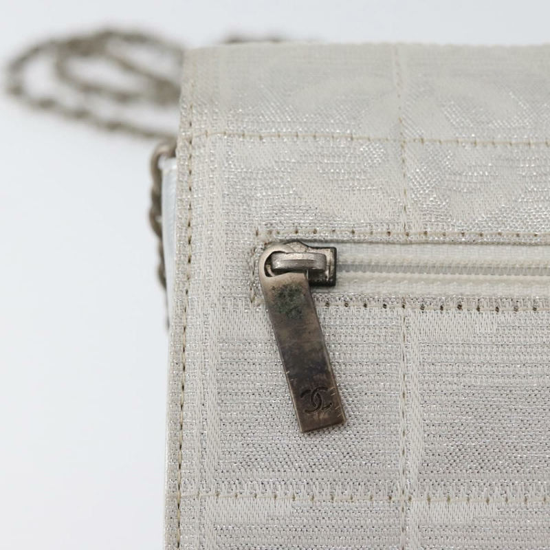 【日本直送】香奈兒新旅遊系列巧克力棒鏈條肩背包 尼龍銀色 CC Auth LNZ273A-18