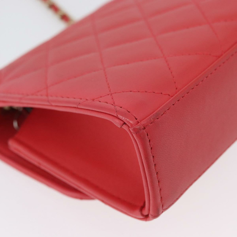 【日本直送】香奈兒 (CHANEL) 鏈條迷你絎縫 11 肩背包，羊皮材質，紅色，金色雙 C 標誌，正品編號 170661SAM-16