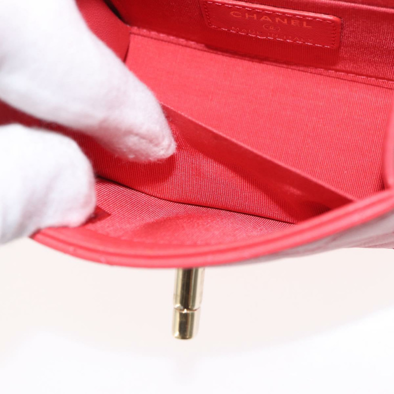 【日本直送】香奈兒 (CHANEL) 鏈條迷你絎縫 11 肩背包，羊皮材質，紅色，金色雙 C 標誌，正品編號 170661SAM-26