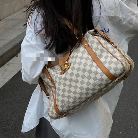 【95新 ✨ 全網最低價！】LV路易威登白棋盤格Stresa單肩包（下單前先詢問庫存❗️）