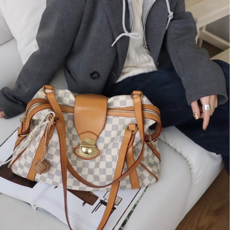 【95新 ✨ 全網最低價！】LV路易威登白棋盤格Stresa單肩包（下單前先詢問庫存❗️）-3