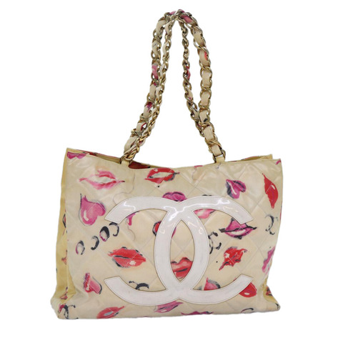 香奈兒唇形手提包 琺瑯白紅 CC Auth 87655V