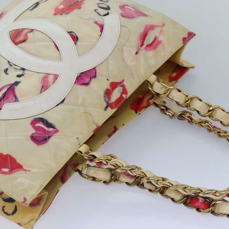 【日本直送】香奈兒唇形手提包 琺瑯白紅 CC Auth 87655V-5