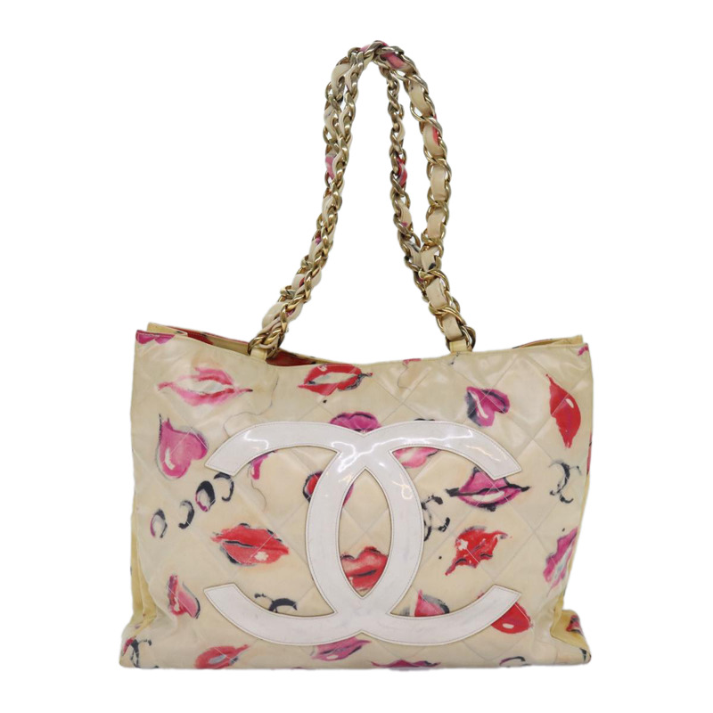 【日本直送】香奈兒唇形手提包 琺瑯白紅 CC Auth 87655V-12