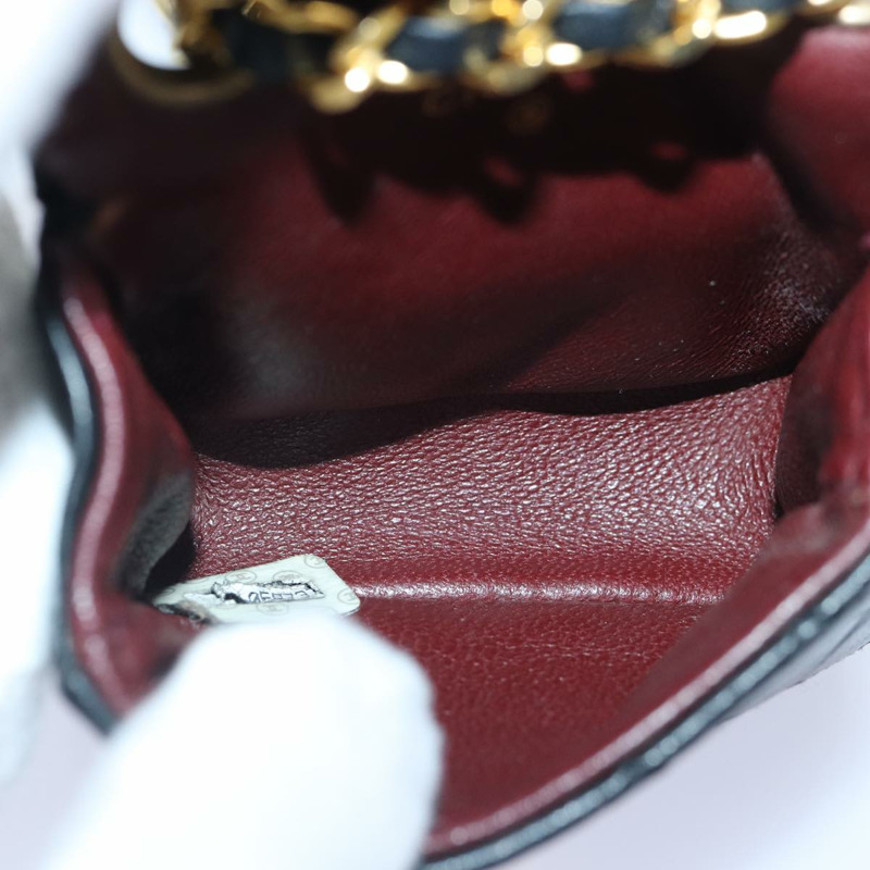 【日本直送】香奈兒迷你絎縫鏈條包，羊皮材質，黑色金色雙C標誌，貨號89068V-9