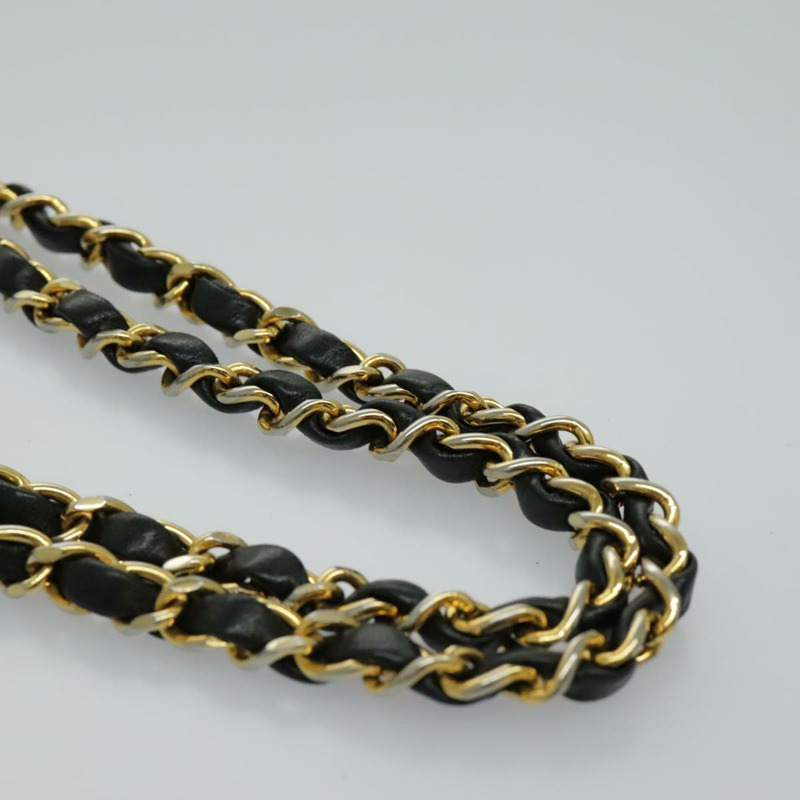 【日本直送】香奈兒 (CHANEL) 絎縫鏈條肩背包，羊皮材質，黑色，金色雙C標誌，正品編號 yk15615M-8