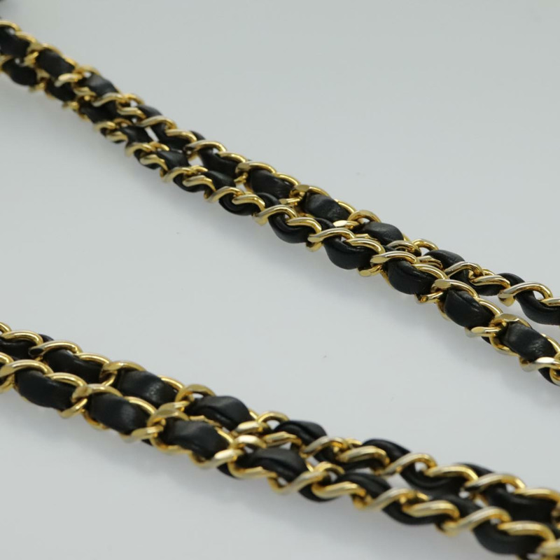 【日本直送】香奈兒 (CHANEL) 絎縫鏈條肩背包，羊皮材質，黑色，金色雙C標誌，正品編號 yk15615M-14