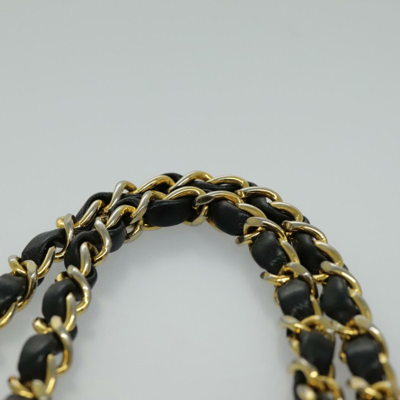 【日本直送】香奈兒 (CHANEL) 絎縫鏈條肩背包，羊皮材質，黑色，金色雙C標誌，正品編號 yk15615M-15