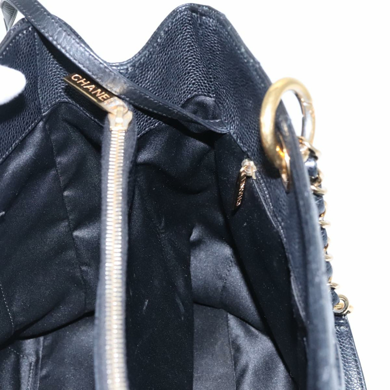 【日本直送】香奈兒 (CHANEL) Matelasse 鏈條托特包，魚子醬紋皮革，黑色，CC 認證，貨號 yk15656M-22