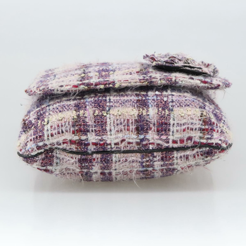 【日本直送】香奈兒山茶花鏈肩背包 紫色帆布 CC 正品 99854SAV-4