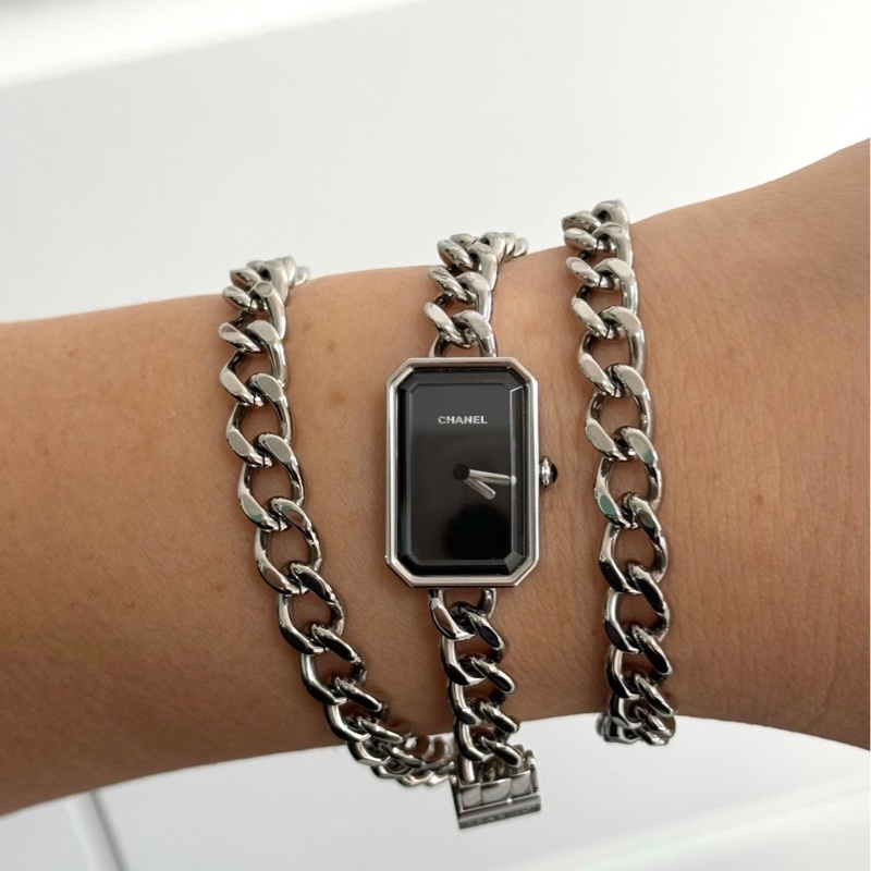 【96新 ✨ 全網最低價！】Chanel香奈兒 手錶 premiere 黑銀方糖手鍊表  時裝女士表（下單前先詢問庫存❗️）-0