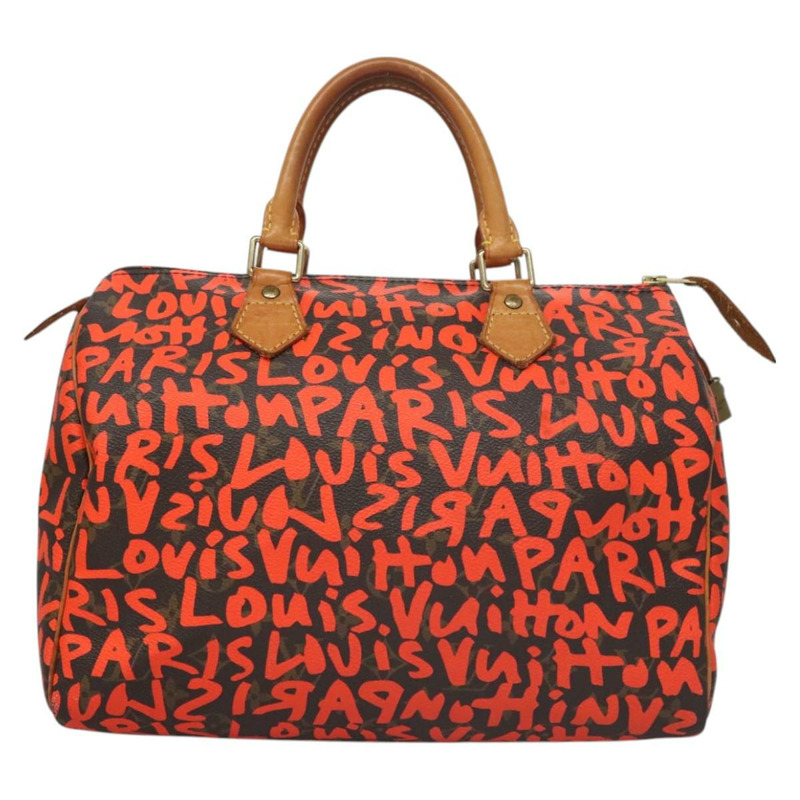 【日本直送】路易威登 Monogram Graffiti Speedy 30 手提包 橙色 M93705 LV Auth 114571M-12