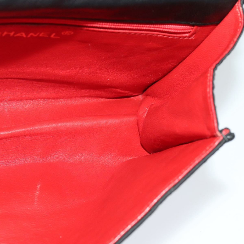 【日本直送】香奈兒 (CHANEL) 菱格紋鏈條肩背包，緞面黑色，金色雙C標誌，貨號 113270V-20