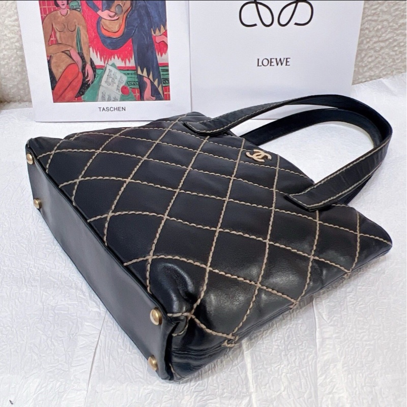 【98%新✨容量很大❗️性價比超高✨】Chanel 中古黑金薇薇安外縫線絕版 手提包｜托特包｜琴譜包｜菜籃子｜公文包｜電腦包｜購物袋-3