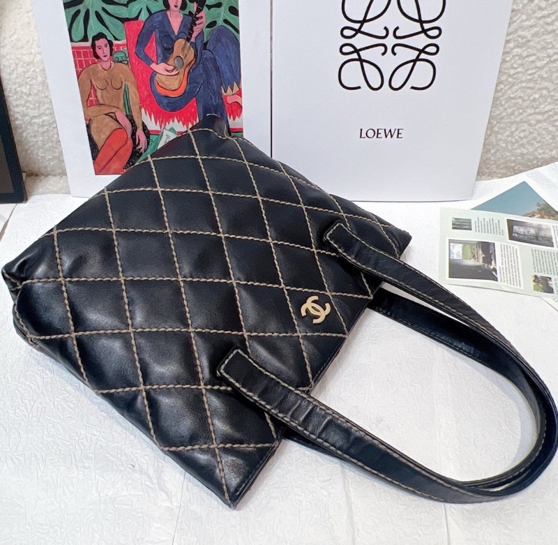 【98%新✨容量很大❗️性價比超高✨】Chanel 中古黑金薇薇安外縫線絕版 手提包｜托特包｜琴譜包｜菜籃子｜公文包｜電腦包｜購物袋-6