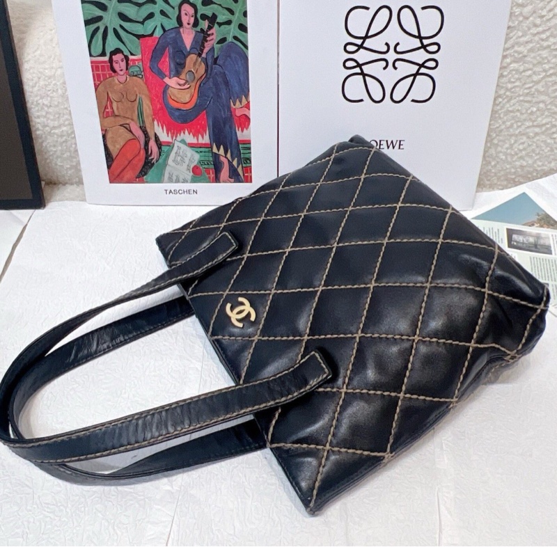 【98%新✨容量很大❗️性價比超高✨】Chanel 中古黑金薇薇安外縫線絕版 手提包｜托特包｜琴譜包｜菜籃子｜公文包｜電腦包｜購物袋-8