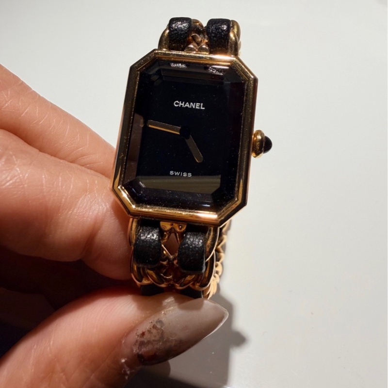 【90新 ✨ 全網最低價！】中古 Chanel香奈兒黑金方糖中古手錶 M碼（下單前先詢問庫存❗️）-0