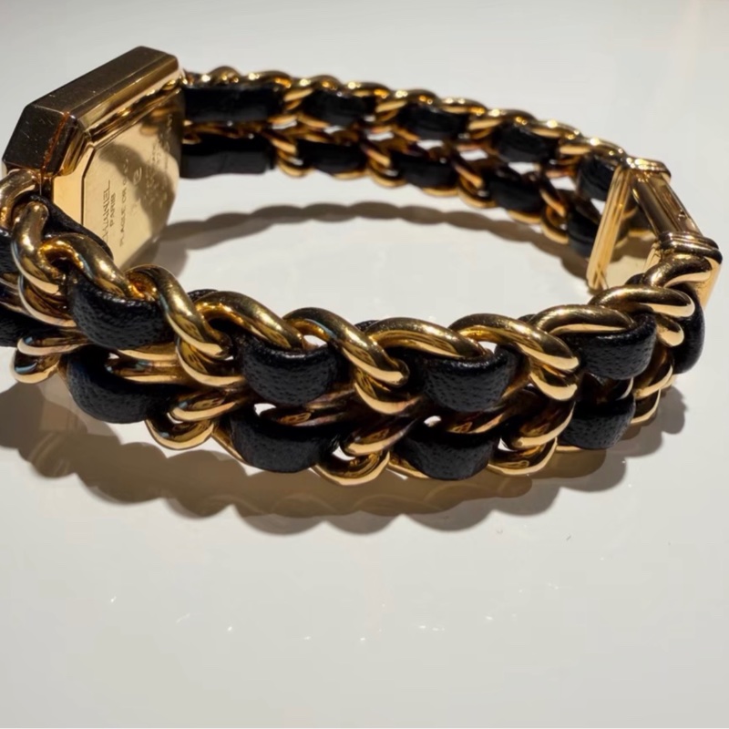 【90新 ✨ 全網最低價！】中古 Chanel香奈兒黑金方糖中古手錶 M碼（下單前先詢問庫存❗️）-4