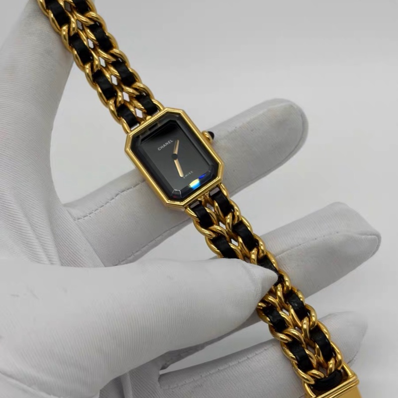 【95新 ✨ 全網最低價！】中古 Chanel香奈兒黑金方糖中古手錶 M碼（下單前先詢問庫存❗️）-0