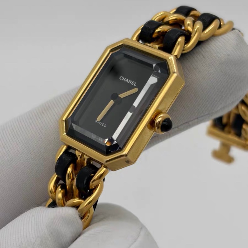 【95新 ✨ 全網最低價！】中古 Chanel香奈兒黑金方糖中古手錶 M碼（下單前先詢問庫存❗️）-4