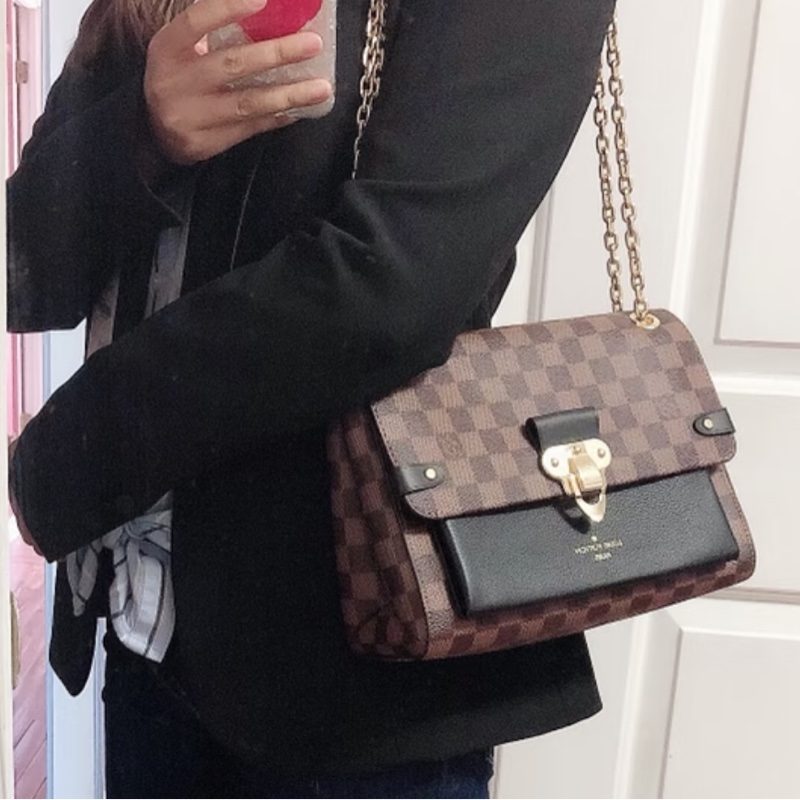 【大全套有購證✨極度稀有❗️不怕撞款💃🏻】LV Vavin中號棕棋盤 黑色老花 斜揹包｜單肩包-1