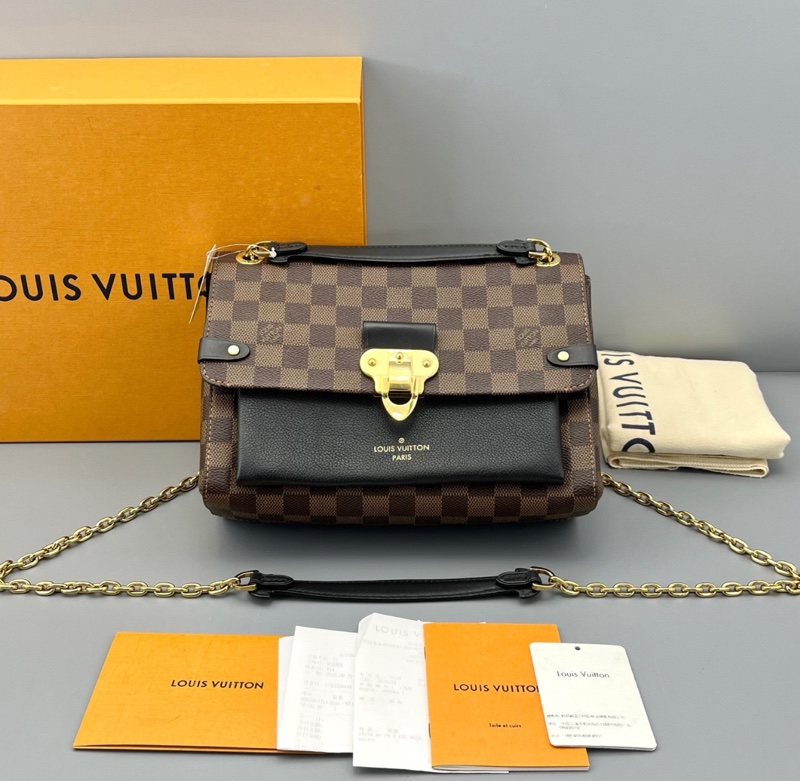 【大全套有購證✨極度稀有❗️不怕撞款💃🏻】LV Vavin中號棕棋盤 黑色老花 斜揹包｜單肩包-3