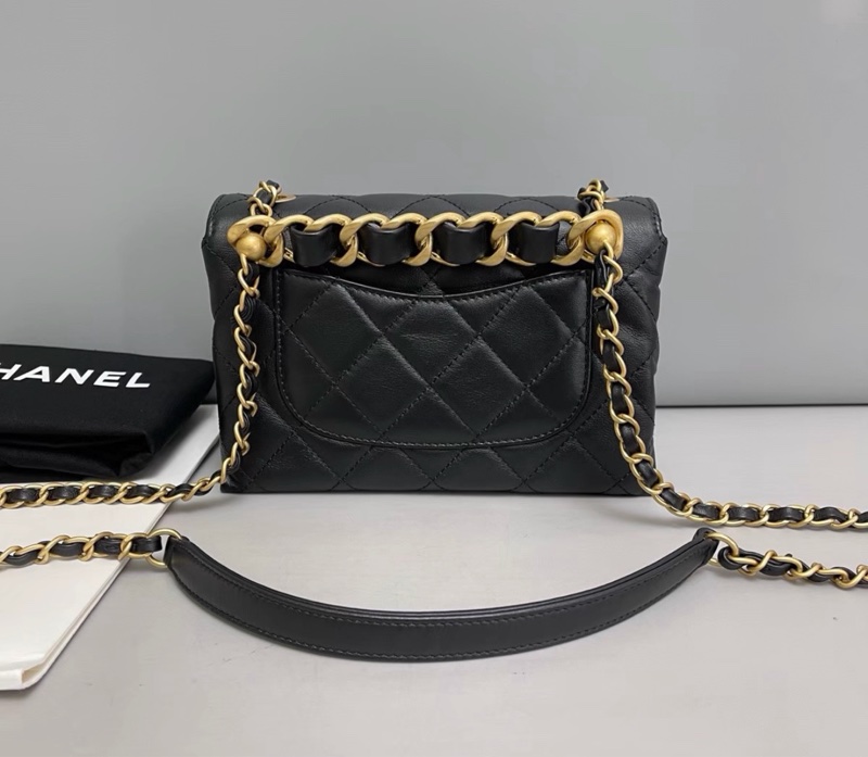 【98新 ✨ 全網最低價！】Chanel香奈兒 黑金 斜挎包 雙金珠手柄 風琴包 芯片款 （下單前先詢問庫存❗️）-5