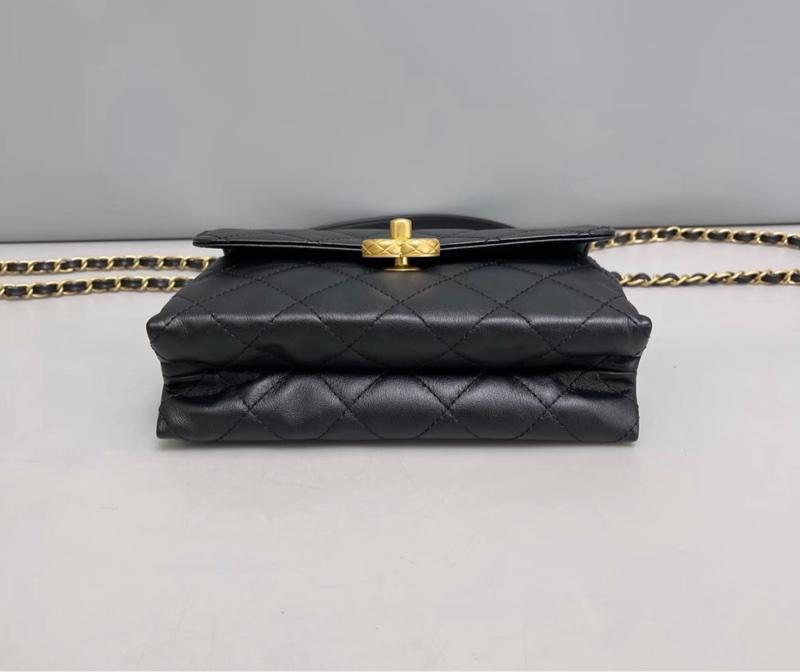 【98新 ✨ 全網最低價！】Chanel香奈兒 黑金 斜挎包 雙金珠手柄 風琴包 芯片款 （下單前先詢問庫存❗️）-8