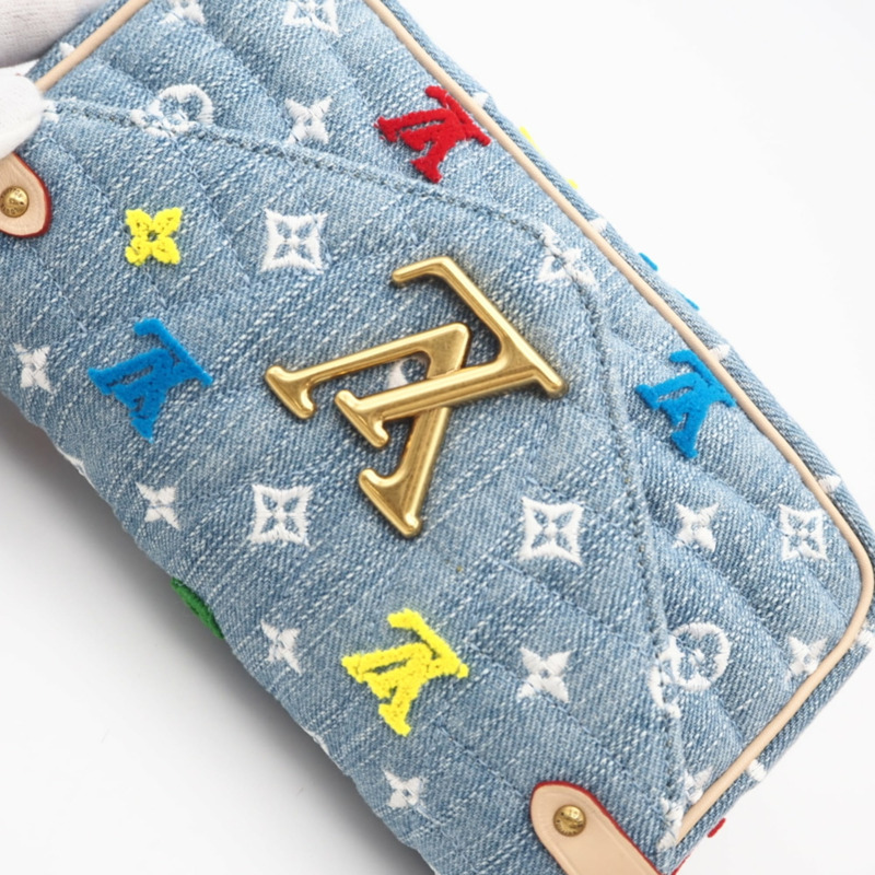 路易威登 Monogram Denim New Wave Pochette M67531 女士雙肩包，採用多色牛仔褲和皮革拼接而成-3