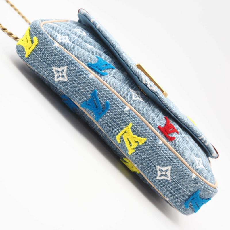 路易威登 Monogram Denim New Wave Pochette M67531 女士雙肩包，採用多色牛仔褲和皮革拼接而成-6