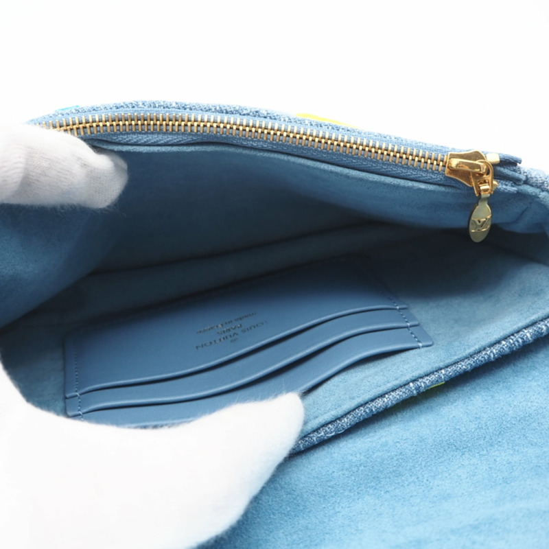 路易威登 Monogram Denim New Wave Pochette M67531 女士雙肩包，採用多色牛仔褲和皮革拼接而成-11