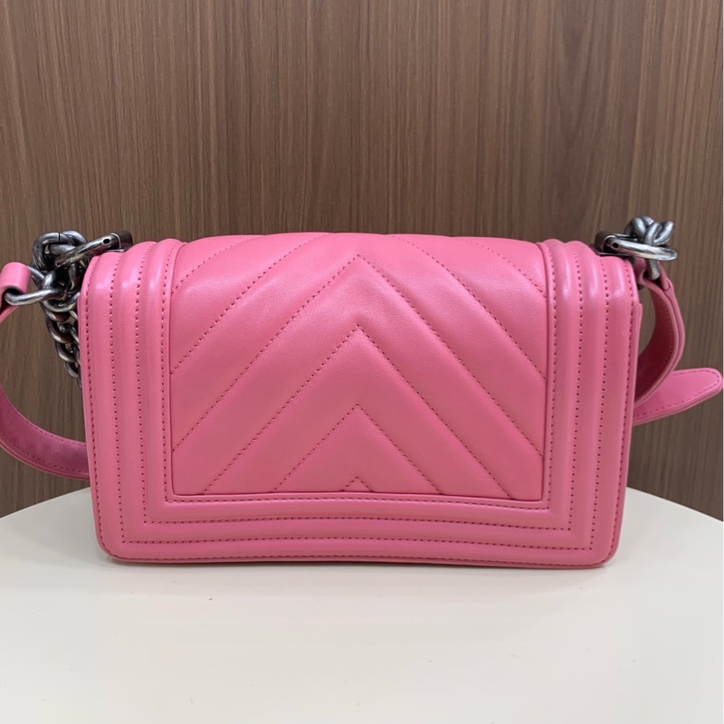 香奈兒Leboy V紋牛皮小號 粉紅色-1