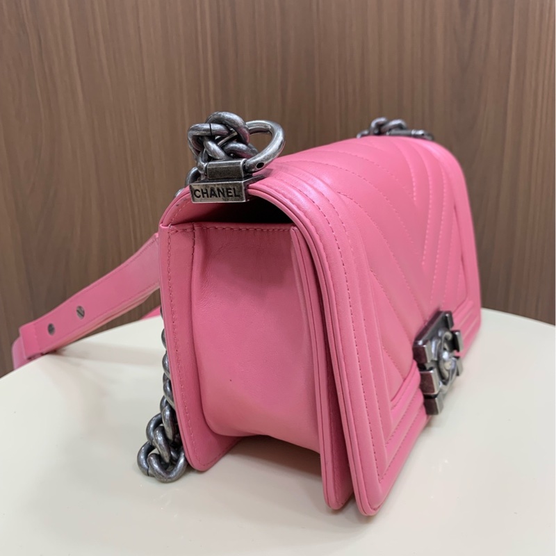 香奈兒Leboy V紋牛皮小號 粉紅色-2