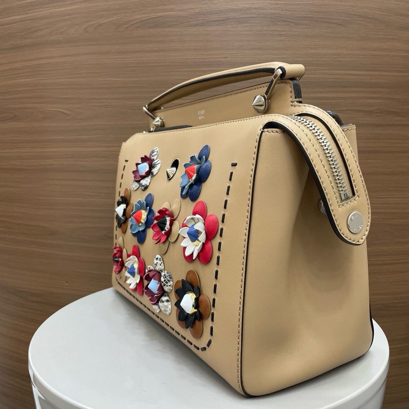 芬迪｜花朵dotcom牛皮 卡其色-3