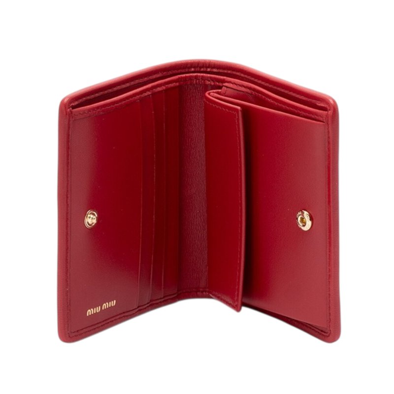【MIU MIU】Small Matelasse 納帕軟皮 皮夾 錢包 卡夾 錢包 紅色 5MV204-1