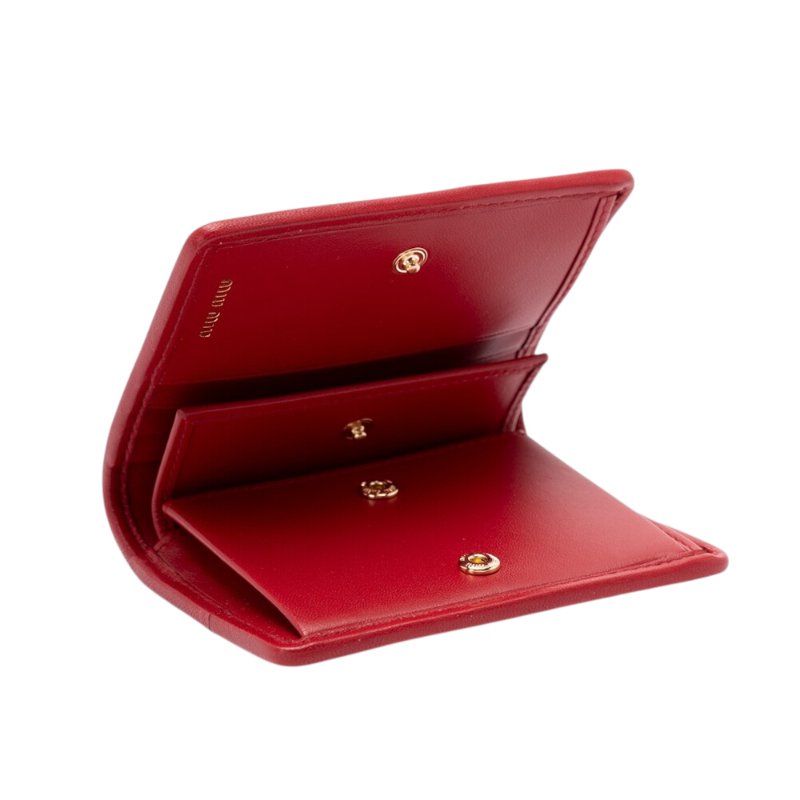 【MIU MIU】Small Matelasse 納帕軟皮 皮夾 錢包 卡夾 錢包 紅色 5MV204-2