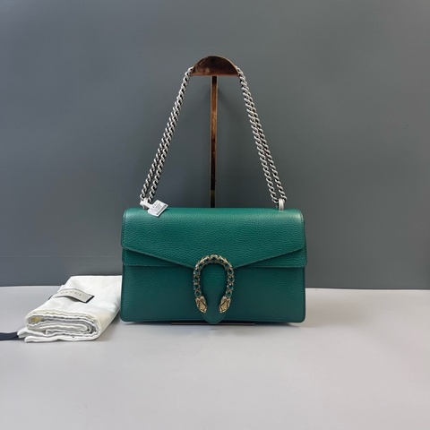 98新 Gucci古馳綠色鑽扣酒神手提單肩包尺寸 28*18*8