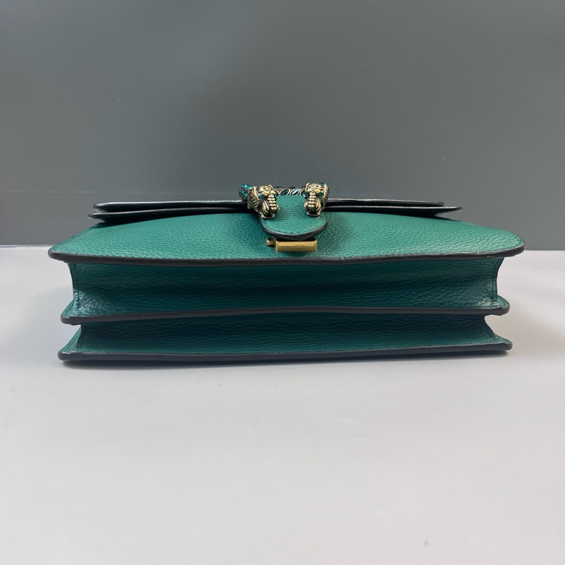 98新 Gucci古馳綠色鑽扣酒神手提單肩包尺寸 28*18*8-4