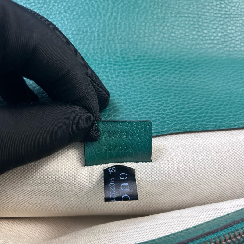 98新 Gucci古馳綠色鑽扣酒神手提單肩包尺寸 28*18*8-6
