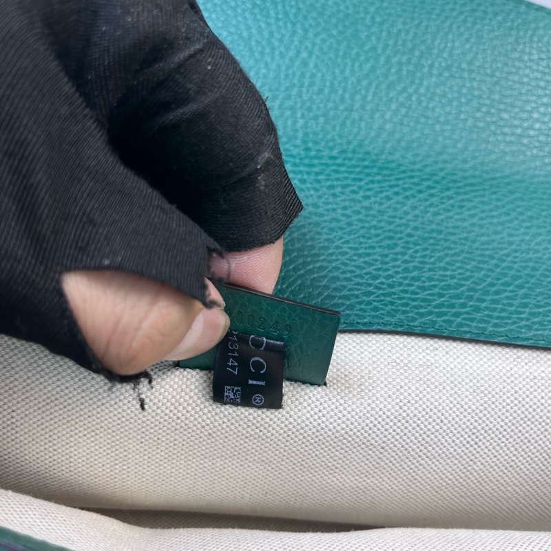 98新 Gucci古馳綠色鑽扣酒神手提單肩包尺寸 28*18*8-8