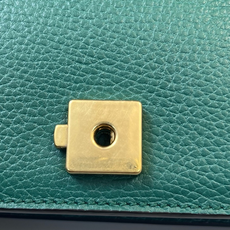 98新 Gucci古馳綠色鑽扣酒神手提單肩包尺寸 28*18*8-10