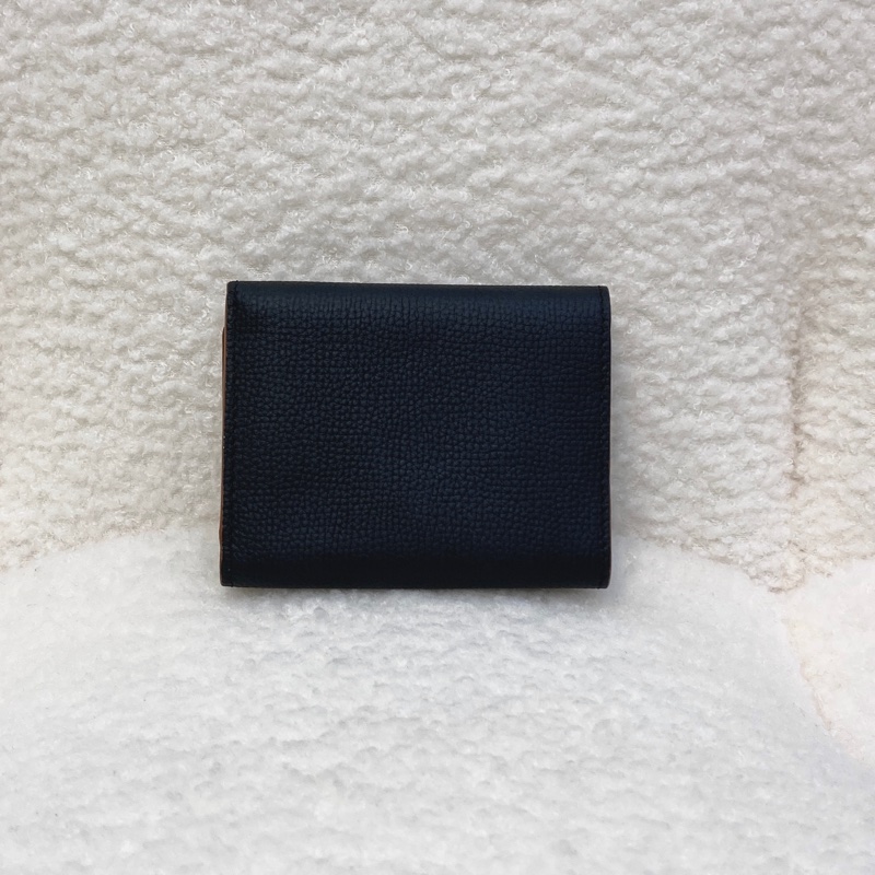 LOEWE 羅意威 Anagram Trifold三折短夾 黑拼棕色牛皮 銀釦短夾 小包必備 C821TR2X02-5