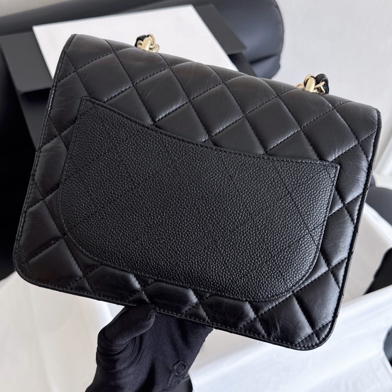 【近新閒置品】Chanel 香奈兒 黑金孟買風琴包 郵差包 大金鍊條手提單肩斜挎包 28開大全套-2