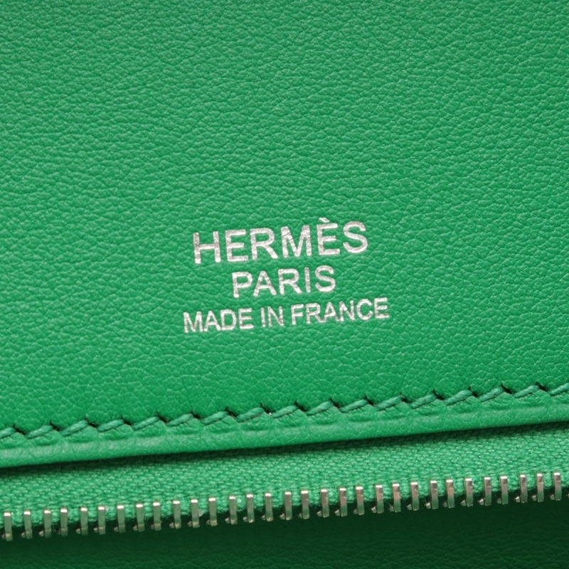 愛馬仕 Birkin 30 Ghillies 手提包，Togo Swift 皮革，綠色竹節圖案，二手 SHW T-3