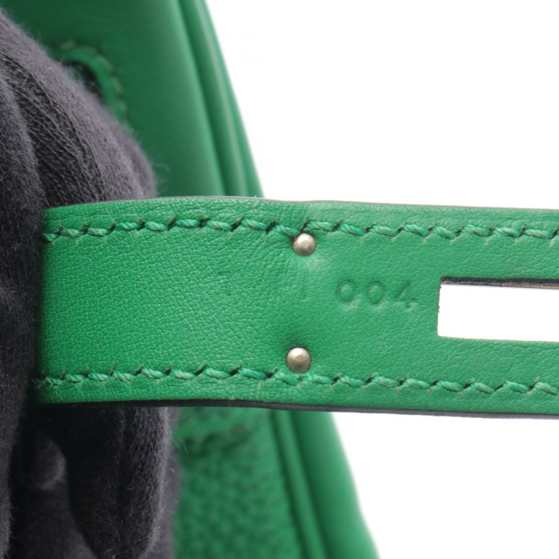 愛馬仕 Birkin 30 Ghillies 手提包，Togo Swift 皮革，綠色竹節圖案，二手 SHW T-4