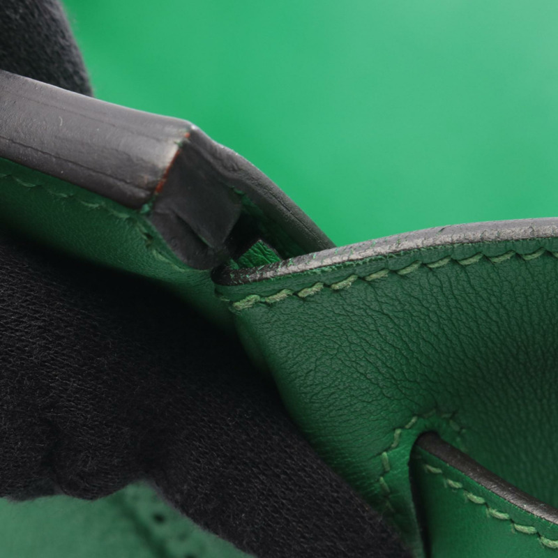 愛馬仕 Birkin 30 Ghillies 手提包，Togo Swift 皮革，綠色竹節圖案，二手 SHW T-7