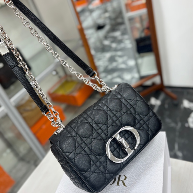 【近新閒置品】迪奧 Dior 黑銀荔面牛皮小號Caro 24年編碼-2